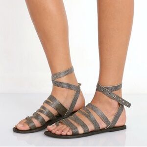Free People Sunever Sandal Washed Black Leather